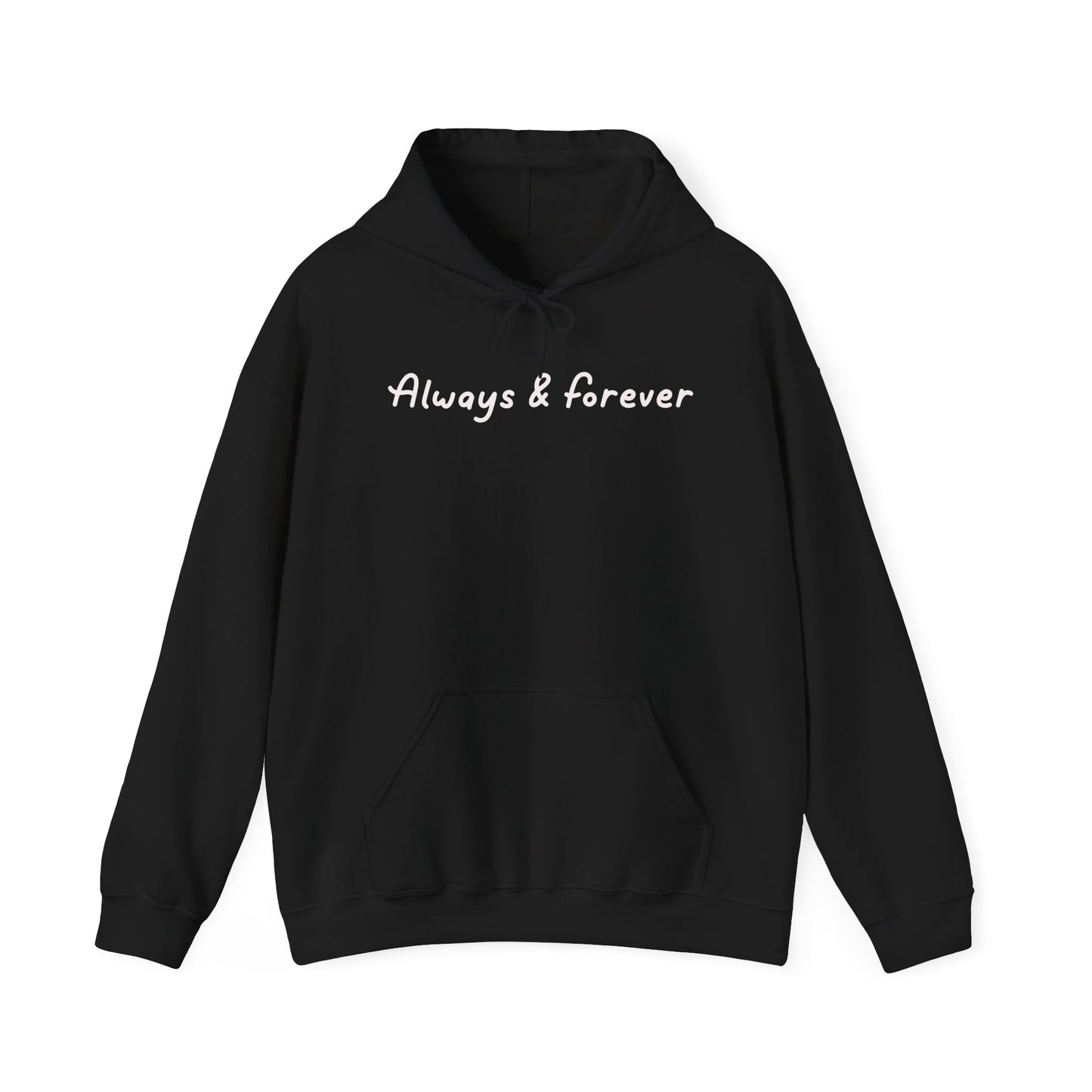 Always & Forever personalized unisex hoodie customized with names, perfect for Valentine’s Day gifts for him or her.