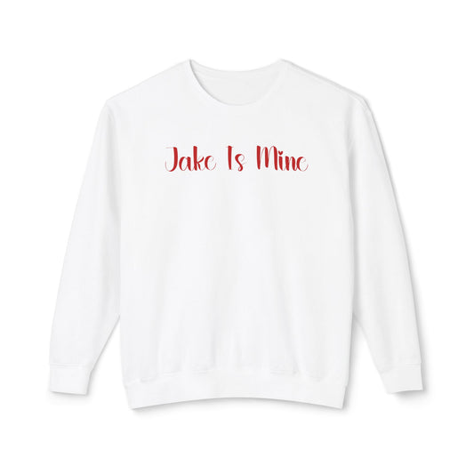 Personalized 'Is Mine' Unisex Sweatshirt for Valentine's Day, featuring soft ring-spun cotton and custom name option.