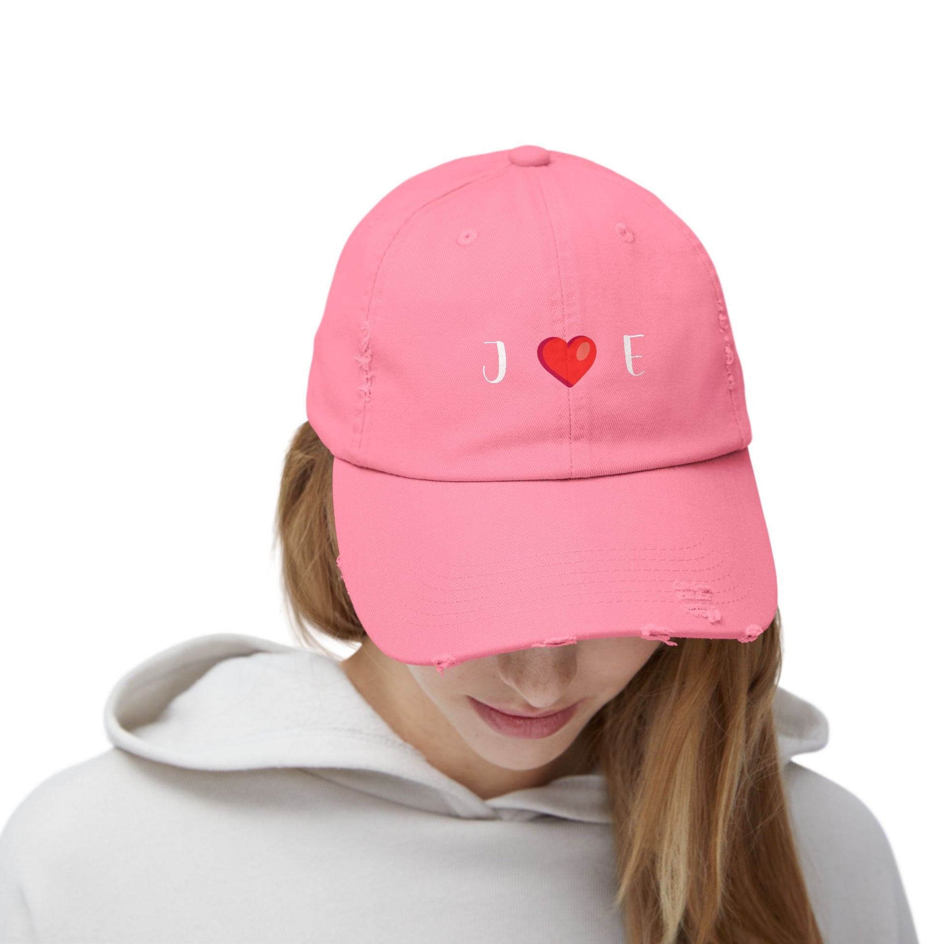 Personalized Unisex Distressed Cap with [Initials] ❤️ [Initials] design, perfect Valentine's Day gift for him or her.