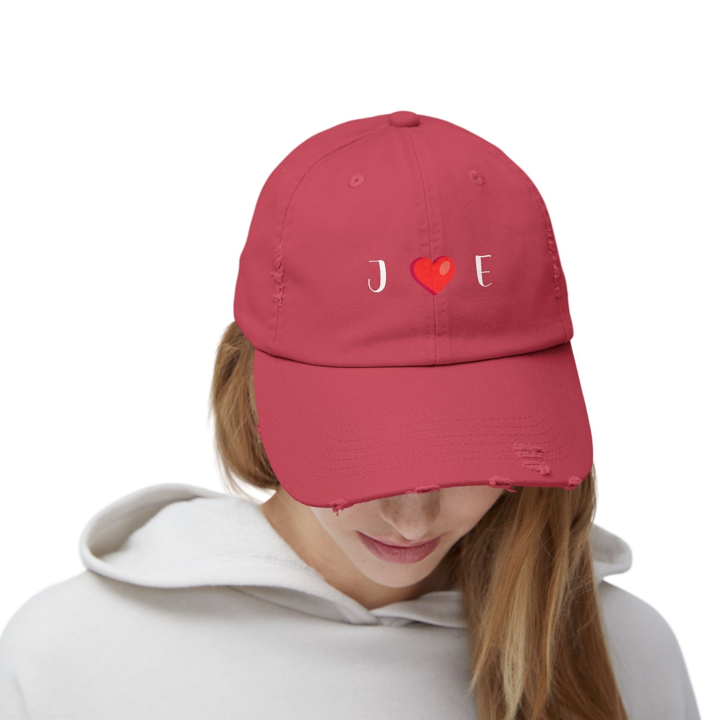 Personalized Unisex Distressed Cap with [Initials] ❤️ [Initials] design, perfect Valentine's Day gift for him or her.