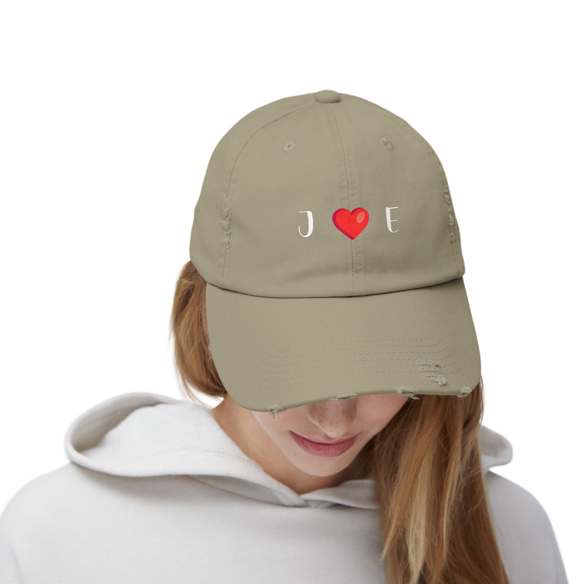 Personalized Unisex Distressed Cap with [Initials] ❤️ [Initials] design, perfect Valentine's Day gift for him or her.